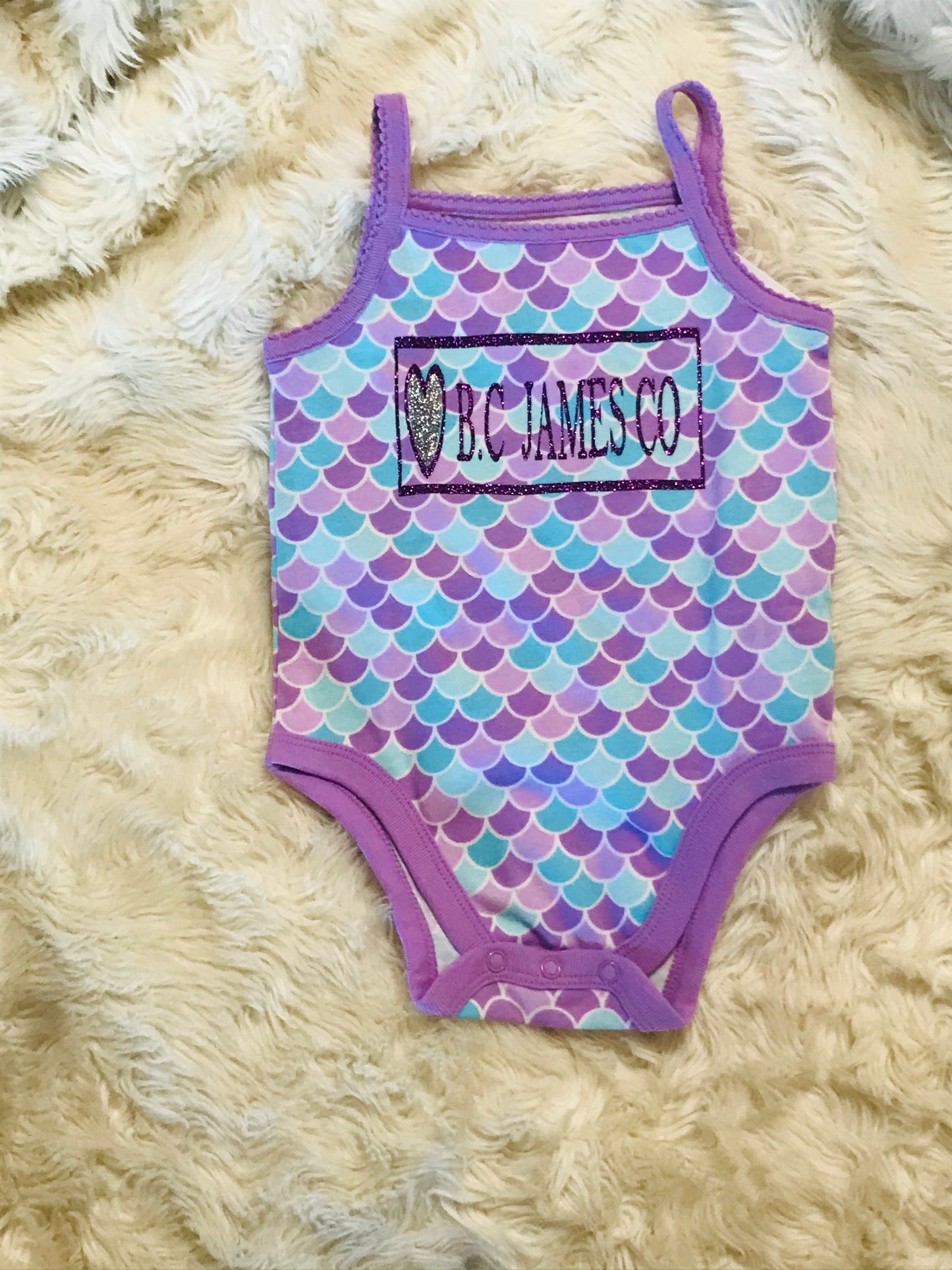 B.C JAMES CO. onesie Purple mermaid