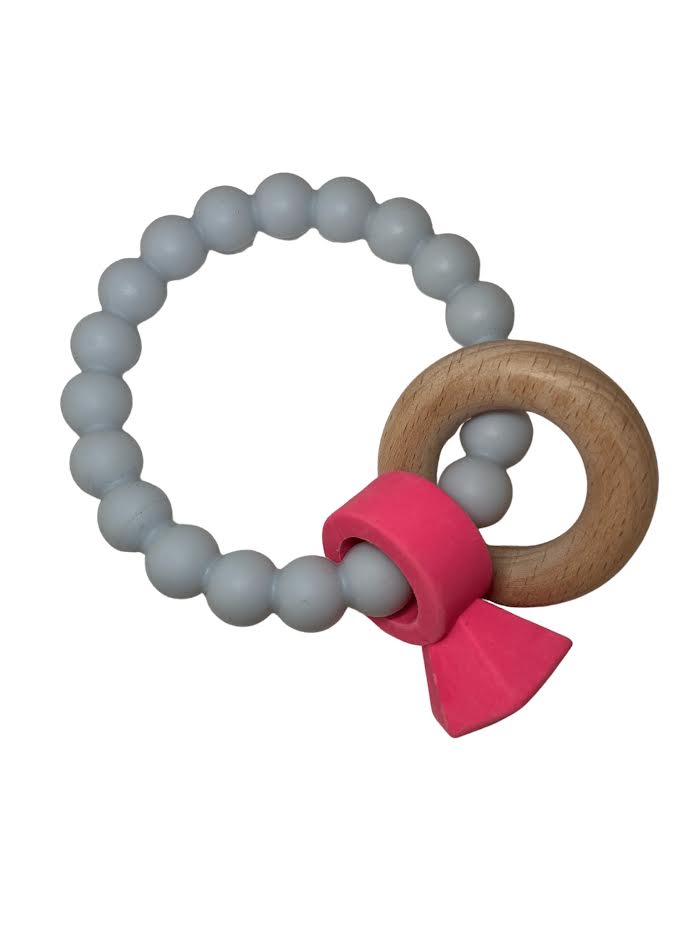 Pink Diamond and white pearl Silicone Sensory Ring|Sensory toy|Baby accessories|Baby gift|Baby toy|Silicone toy|Custom Silicone baby Toy, B.C JAMES CO.