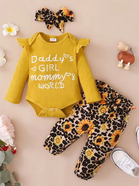 Yellow Sunflower Set "Daddy's Girl, Mommy's World"