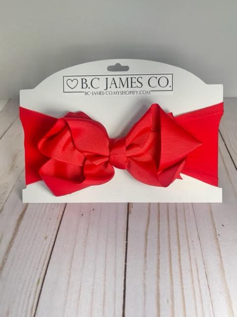 B.C JAMES CO. Red big bow headband, Nylon headband, stretchy