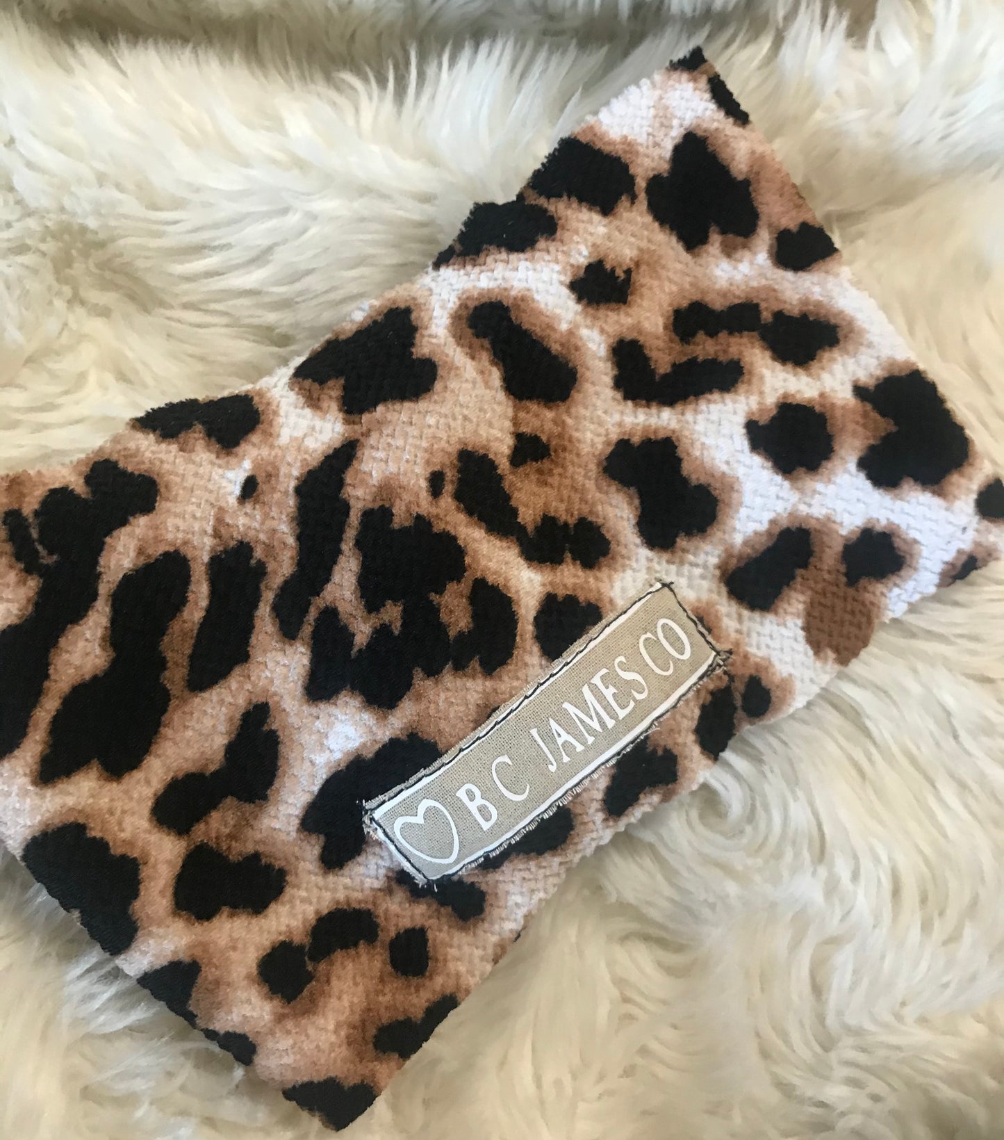 B.C JAMES CO.  Cheetah Baby blanket with matching head wrap bow