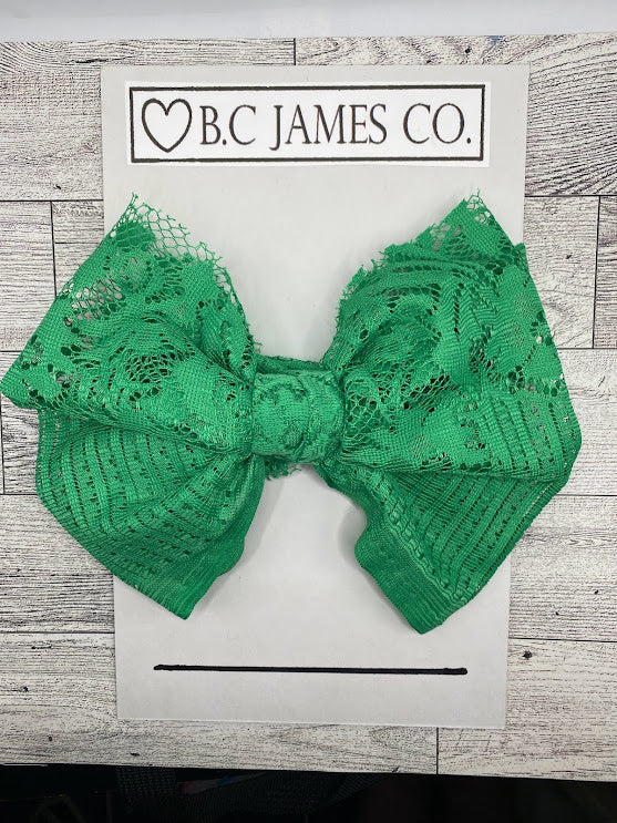 Baby girl Green lace hair Bow