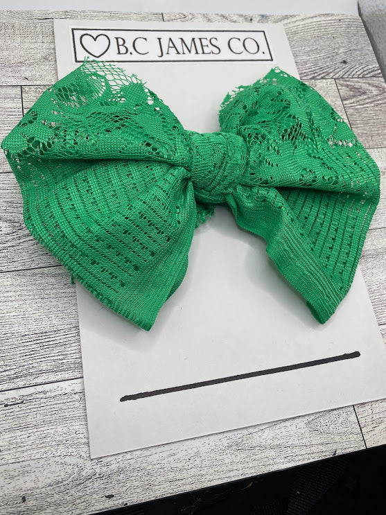 Baby girl Green lace hair Bow