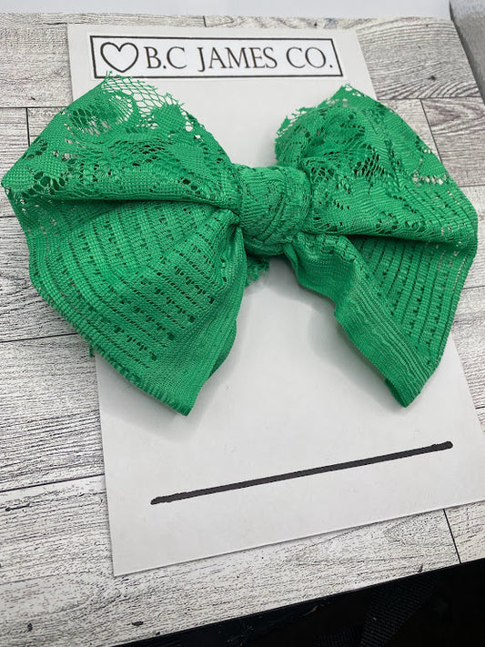 Baby girl Green lace hair Bow