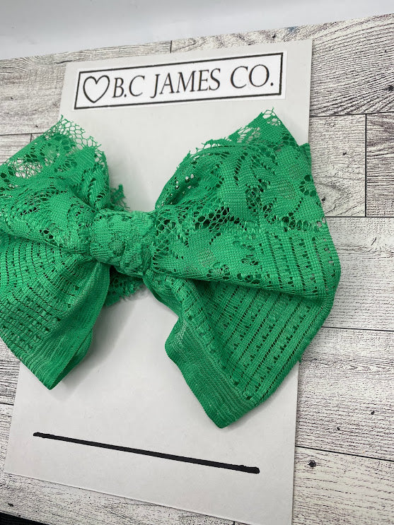 Baby girl Green lace hair Bow