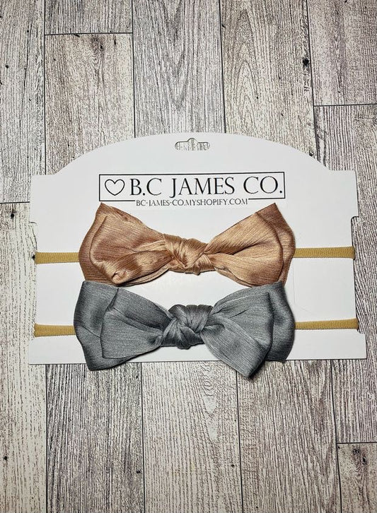 (2) B.C JAMES CO. Silky Bow Nylon Headbands, baby girl headbands