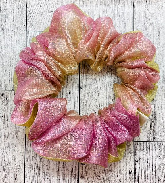 B.C JAMES CO. Two-toned pink and greenish yellowish costume Scrunchie