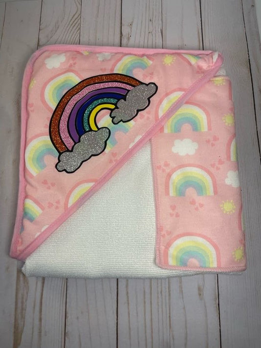 B.C JAMES CO. Rainbow bath towel, baby bath towels, Baby girl bath towel