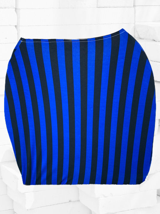 B.C JAMES CO. Blue and black striped Car seat cover, soft and stretchy